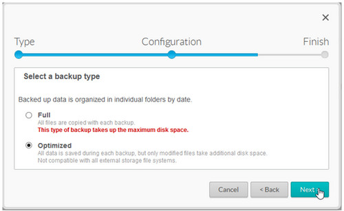 Select a backup type