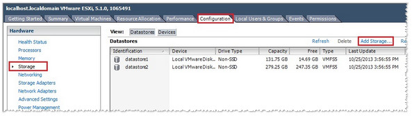 vSphere client screen