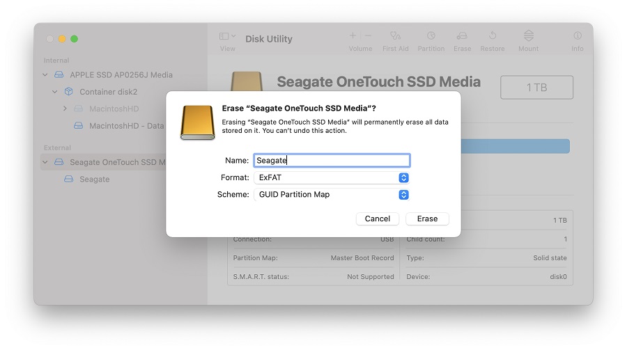 to format your drive ExFAT on macOS 11 (Big Sur) and | Support Seagate