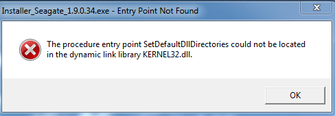 Toolkit Fails to Install because of Entry Point Not Found Error  () | Support Seagate US
