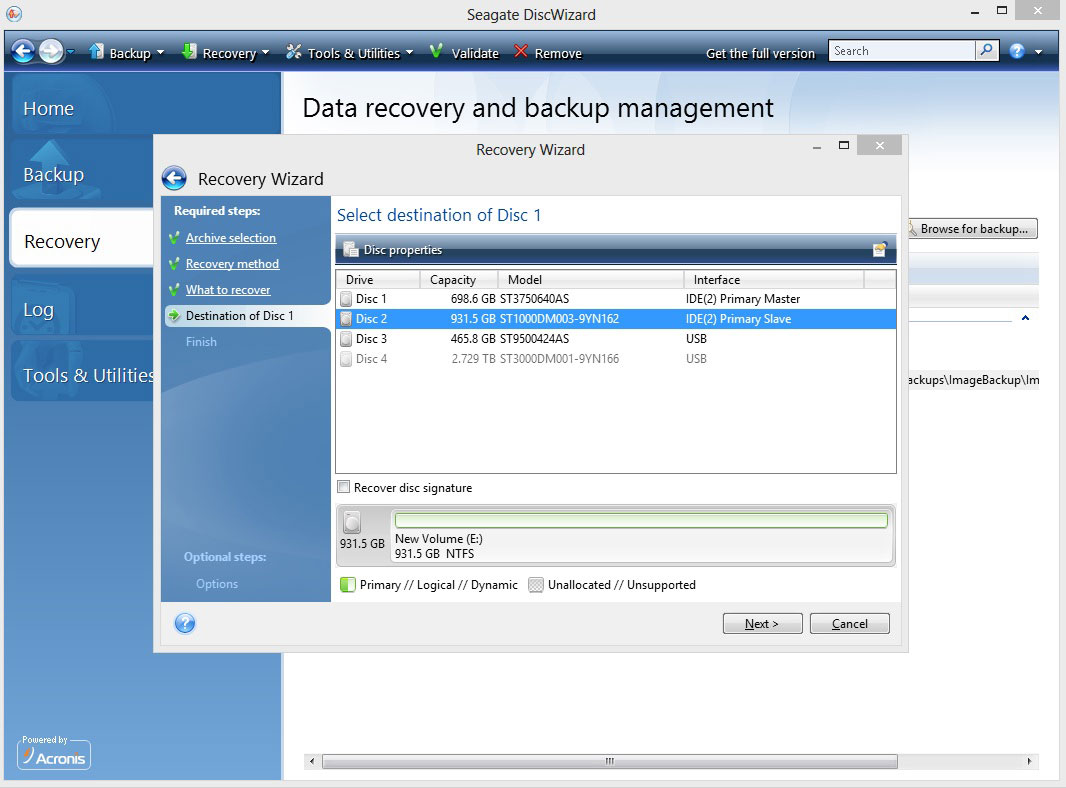 recovering acronis home 2011 bootcd hard drive